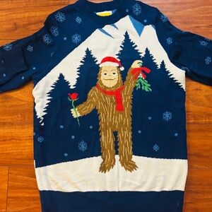 Tipsy Elves Ugly Christmas Sweater Romantic Sasquatch Big Foot Blue Size XXL